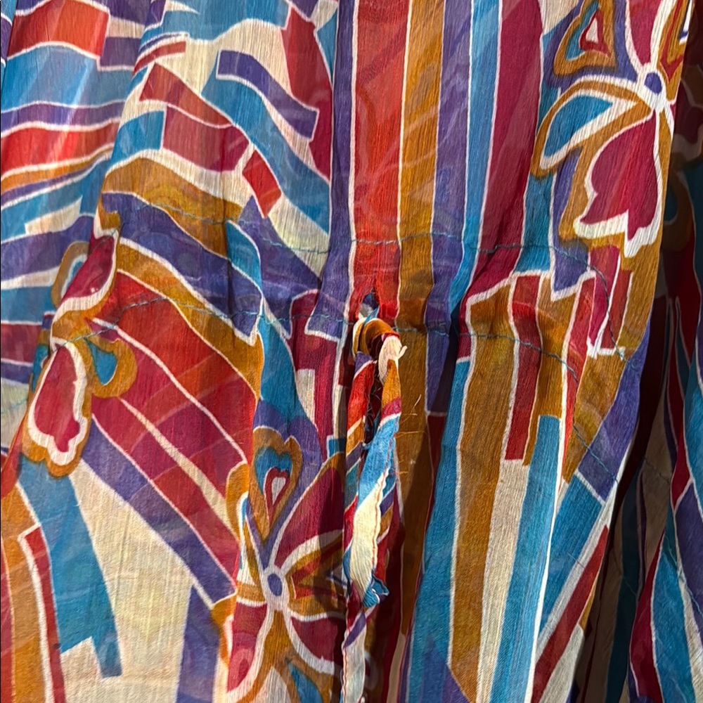 Colorful Geometric Patterned Poncho - Picture 2 of 4